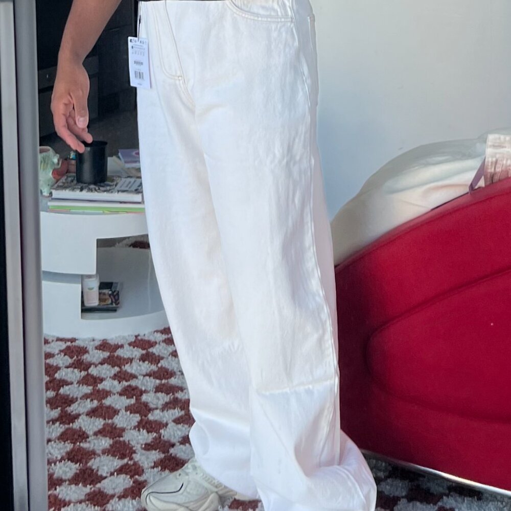 Bershka Cream High-Waisted Pants, Size 14